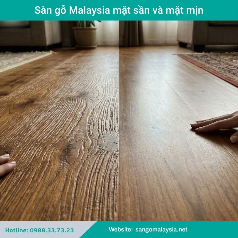 Sàn gỗ Malaysia mặt sần và mặt mịn 