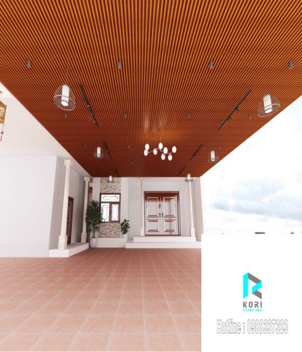 Trần nhựa lam sóng giả gỗ